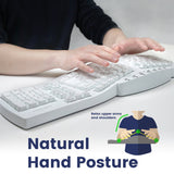 PERIBOARD-612 W - Wireless White Ergonomic Keyboard plus Bluetooth Connection. Natural hand posture relaxes your upper arms and shoulders and also eases your wrist pain.