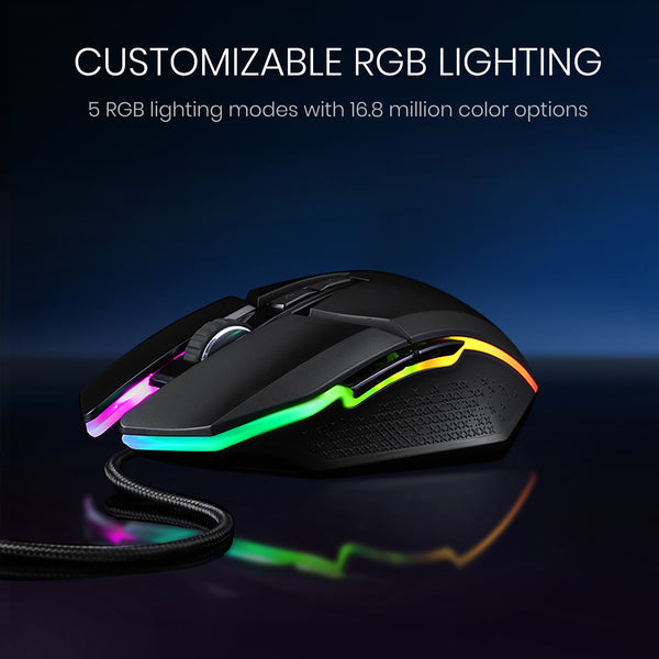 MX-2500B Programmable Gaming Mouse up to 10,800 dpi with customizable rgb lighting