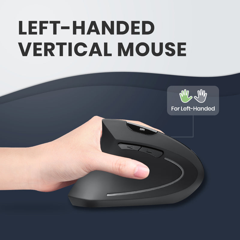 PERIMICE-713 L - Left-handed Wireless Ergonomic Vertical Mouse for left-handed users