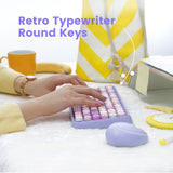 PERIDUO-713 PL - Wireless 2.4G Vintage Purple Mini Set of Keyboard and mouse Round Keycaps Typwriter Inspired