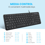 PERIBOARD-213 U - Wired Compact 90% Keyboard with Low-Profile Scissor Keys Number Keypad and Multimedia Keys
