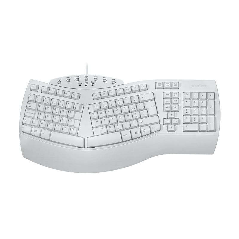 PERIBOARD-512 W - Wired White Ergonomic Keyboard 100% in portuguese layout