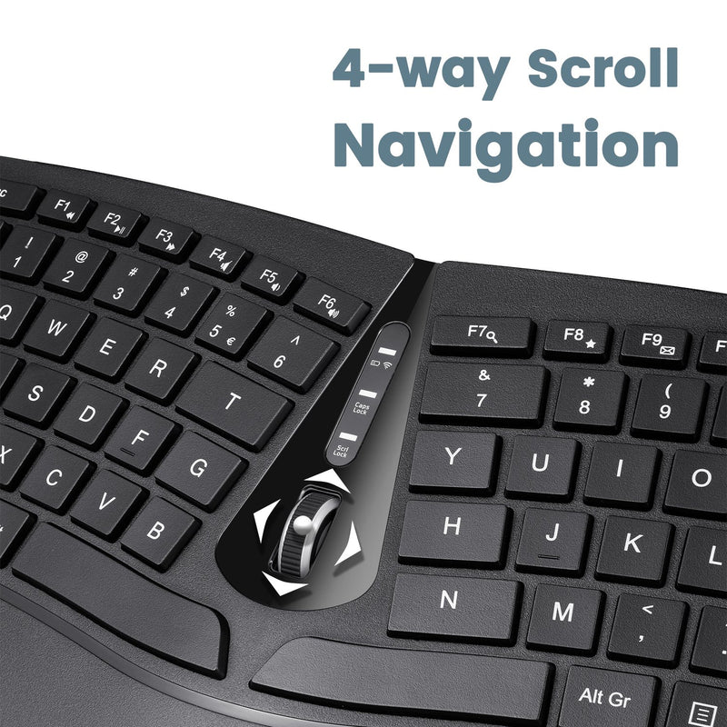 PERIDUO-606 - Wireless Ergonomic Combo (75% keyboard) with 4-way scroll navigation