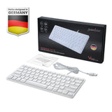 Perixx PERIBOARD-332MW Wired Backlit Scissor Mac Keyboard - Mini 11.22x4.57x0.83 Inches - Slim Scissor Keys with Big Font - White Illuminated LED - US English