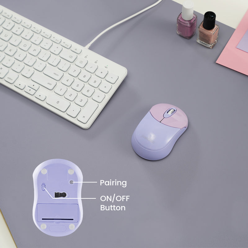Perixx PERIMICE-802PP Wireless Bluetooth Mouse - Portable Design - Compatible with Windows, iOS, and Android PC, Laptop, Tablet, and Smartphone - Purple