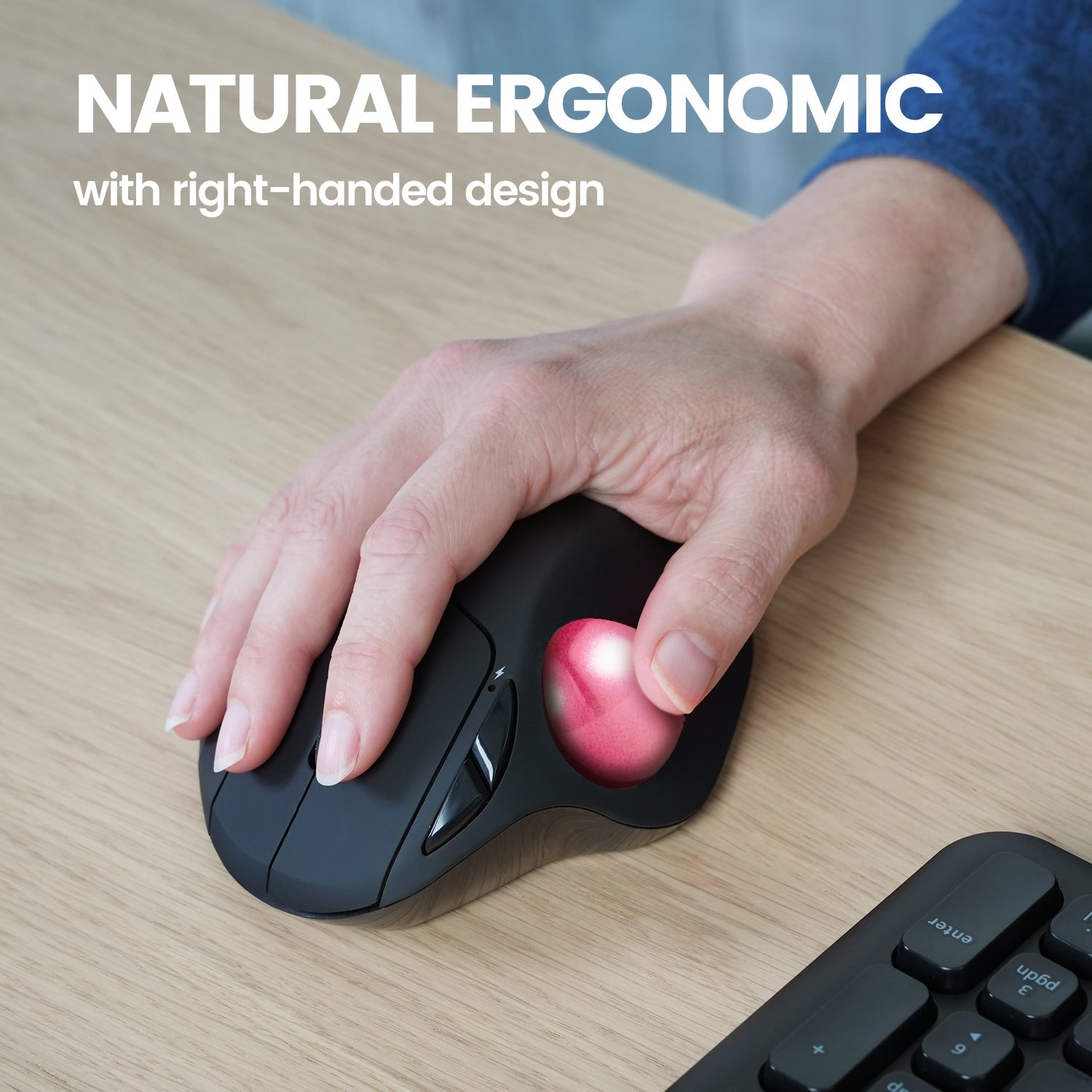 Pointing Button PERIMICE-717 Wireless Ergonomic Vertical Trackball Mouse with Pointing ...