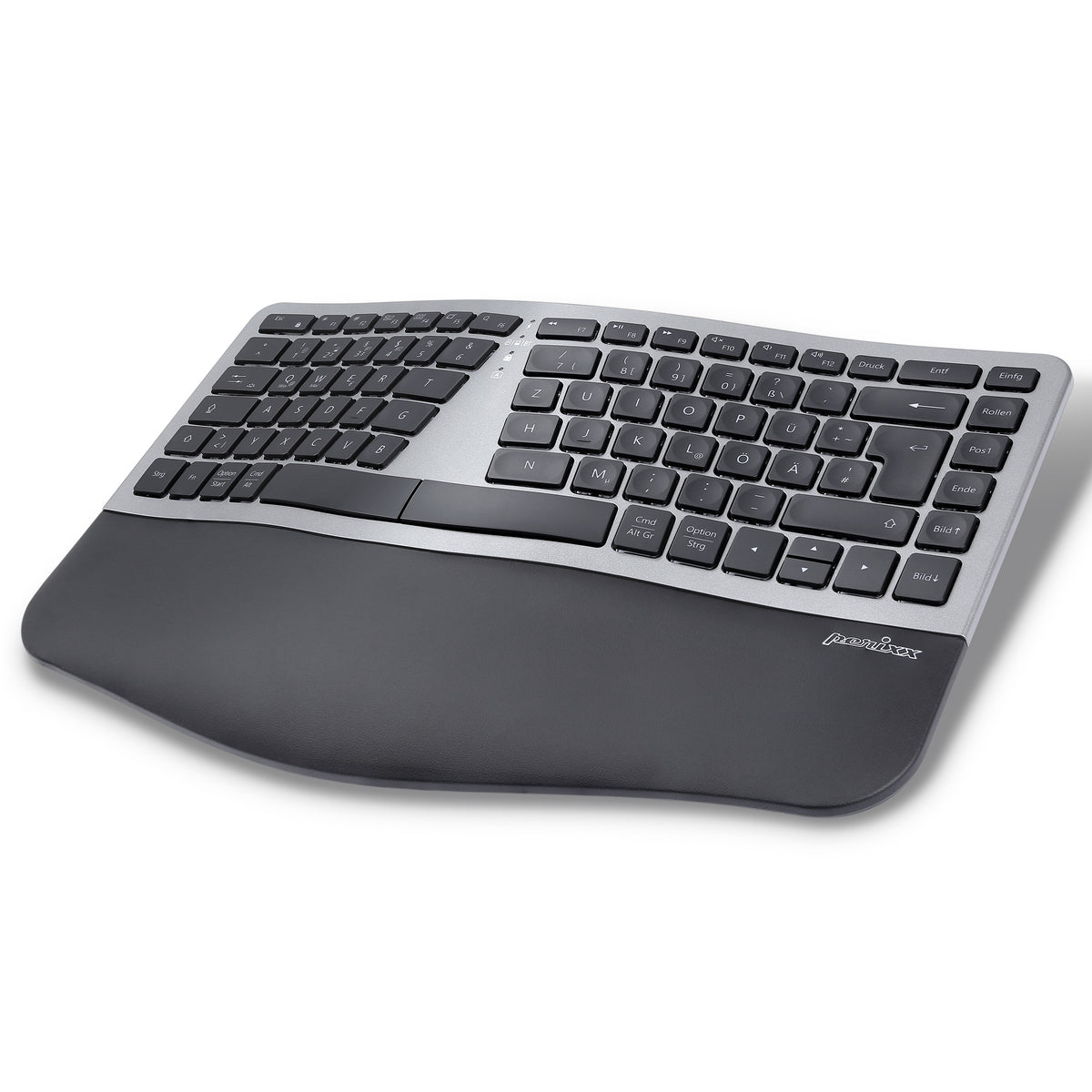 Perixx PERIBOARD-818US, Compact Wireless Ergonomic Keyboard - Support up to 4x Multi-Devices -White Backlit - English (US)