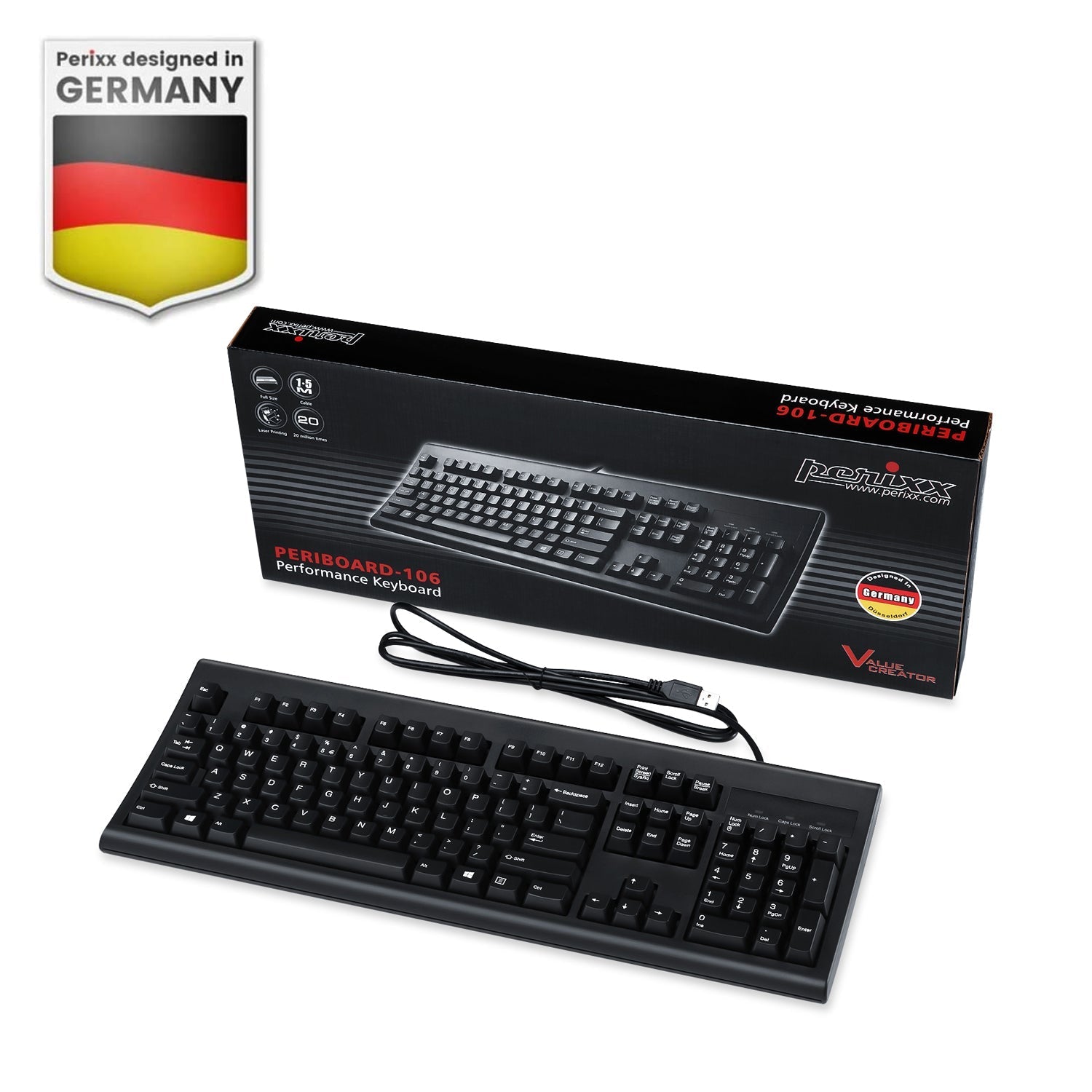 PERIBOARD-106 Wired Performance Full-Size Keyboard - Perixx USA