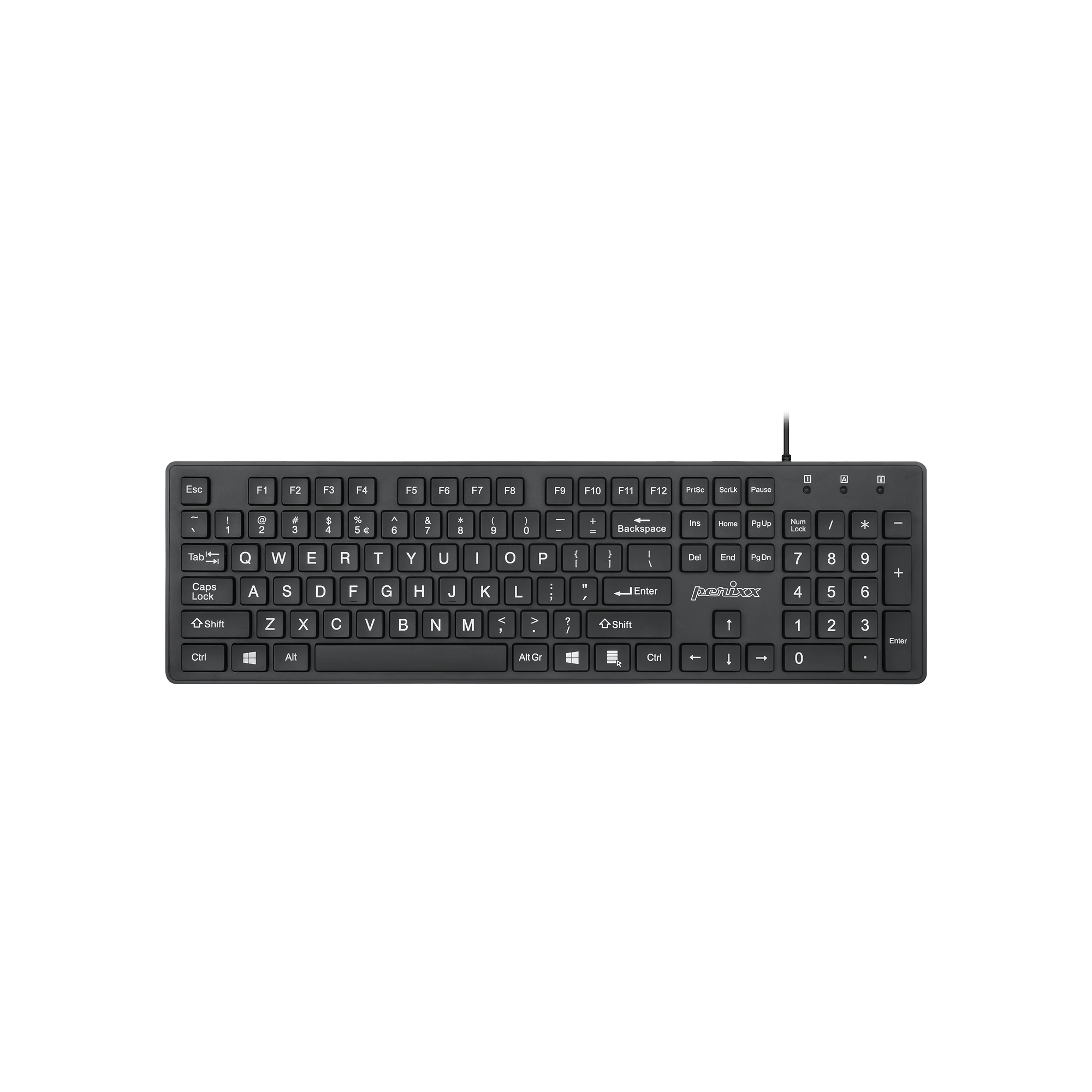 PERIBOARD-117 Wired Standard Keyboard with Large Print Letters - Perixx USA