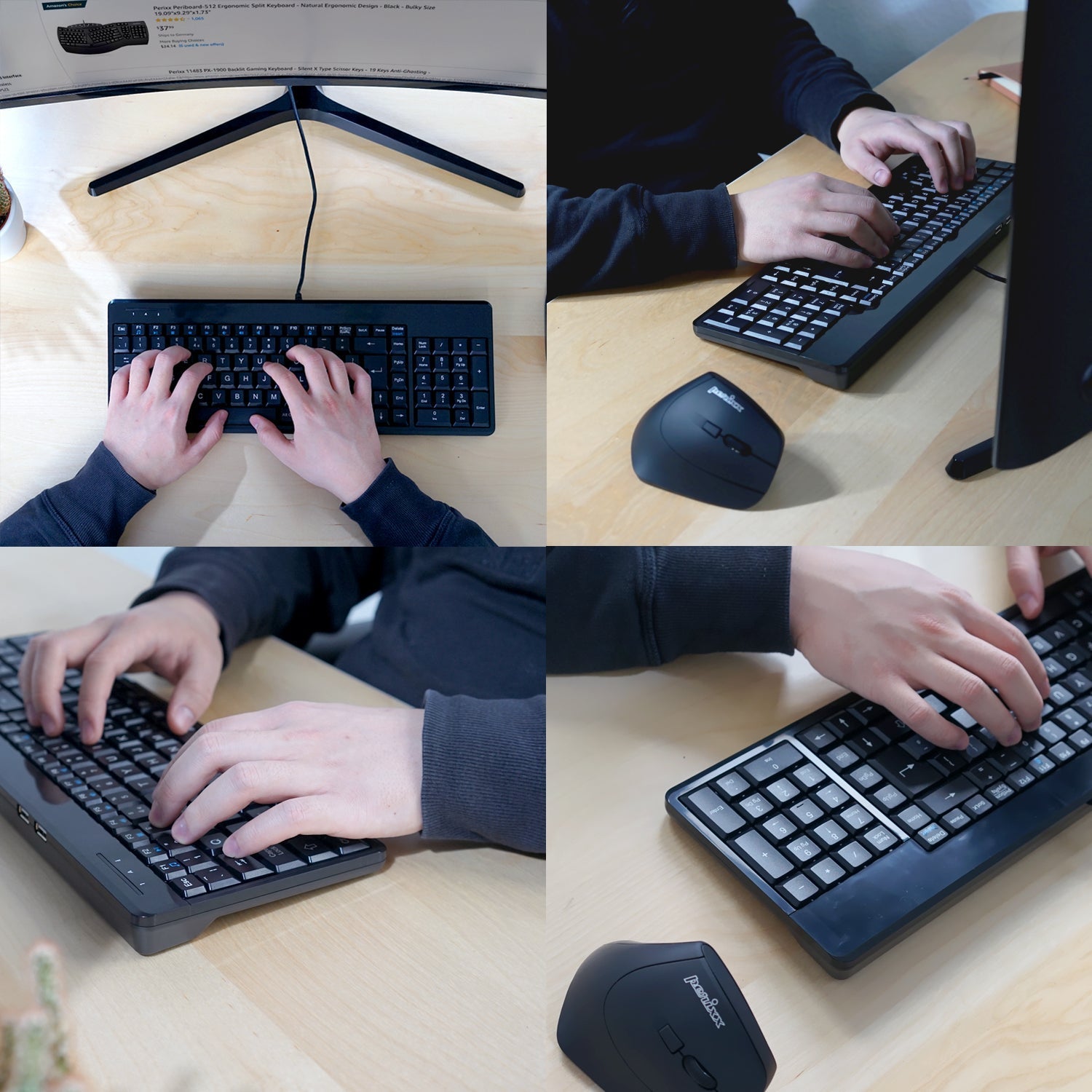 PERIBOARD-220 Wired Compact Keyboard with Numpad and Extra USB Ports ...