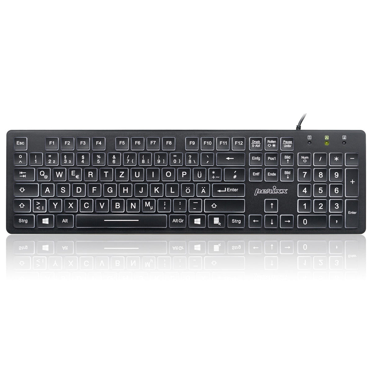 Standard Keyboatd PERIBOARD-317 Wired Backlit Standard Keyboard with Large Print Letters ...