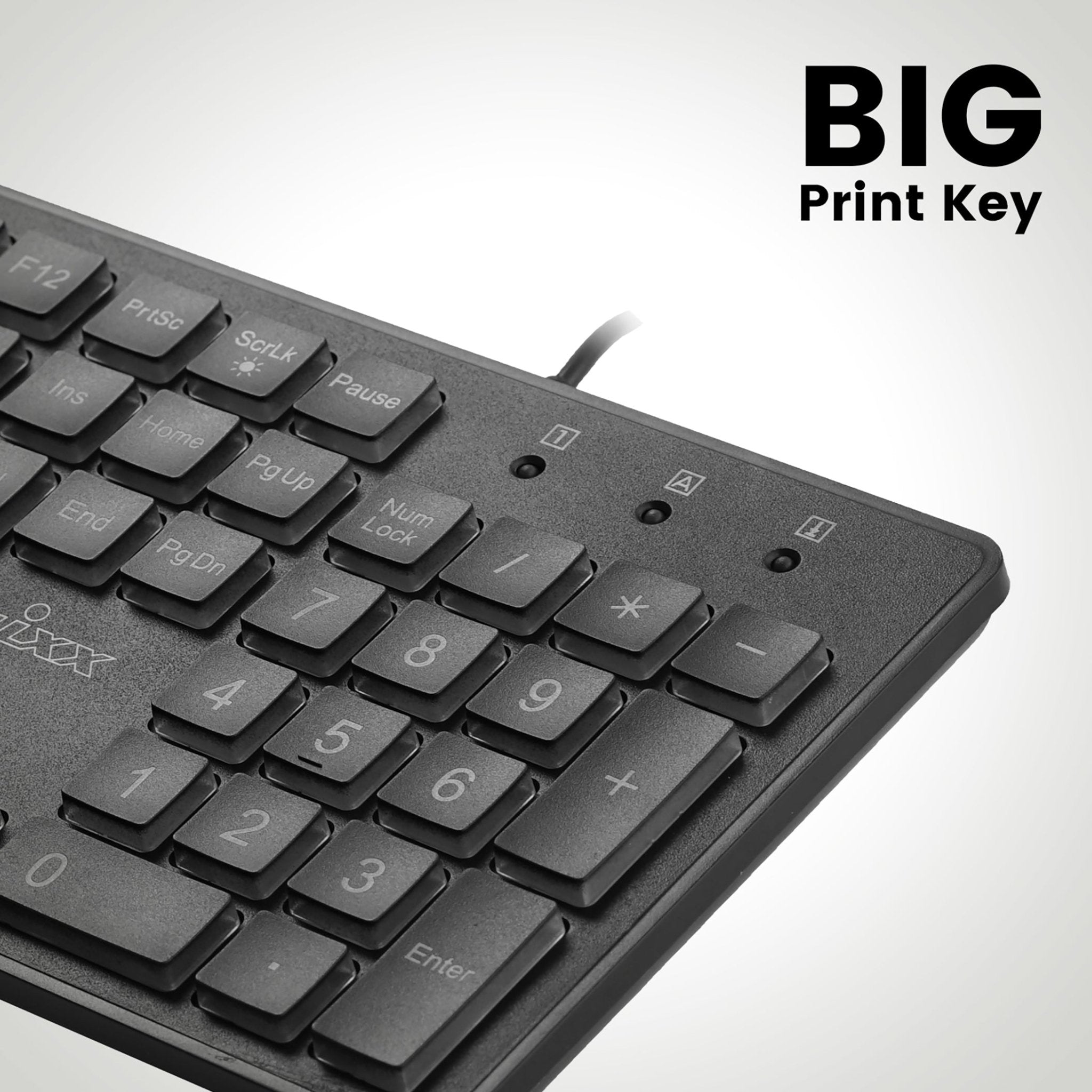 Keyboard Lettered PERIBOARD-317 Wired Backlit Standard Keyboard with Large Print Letters ...