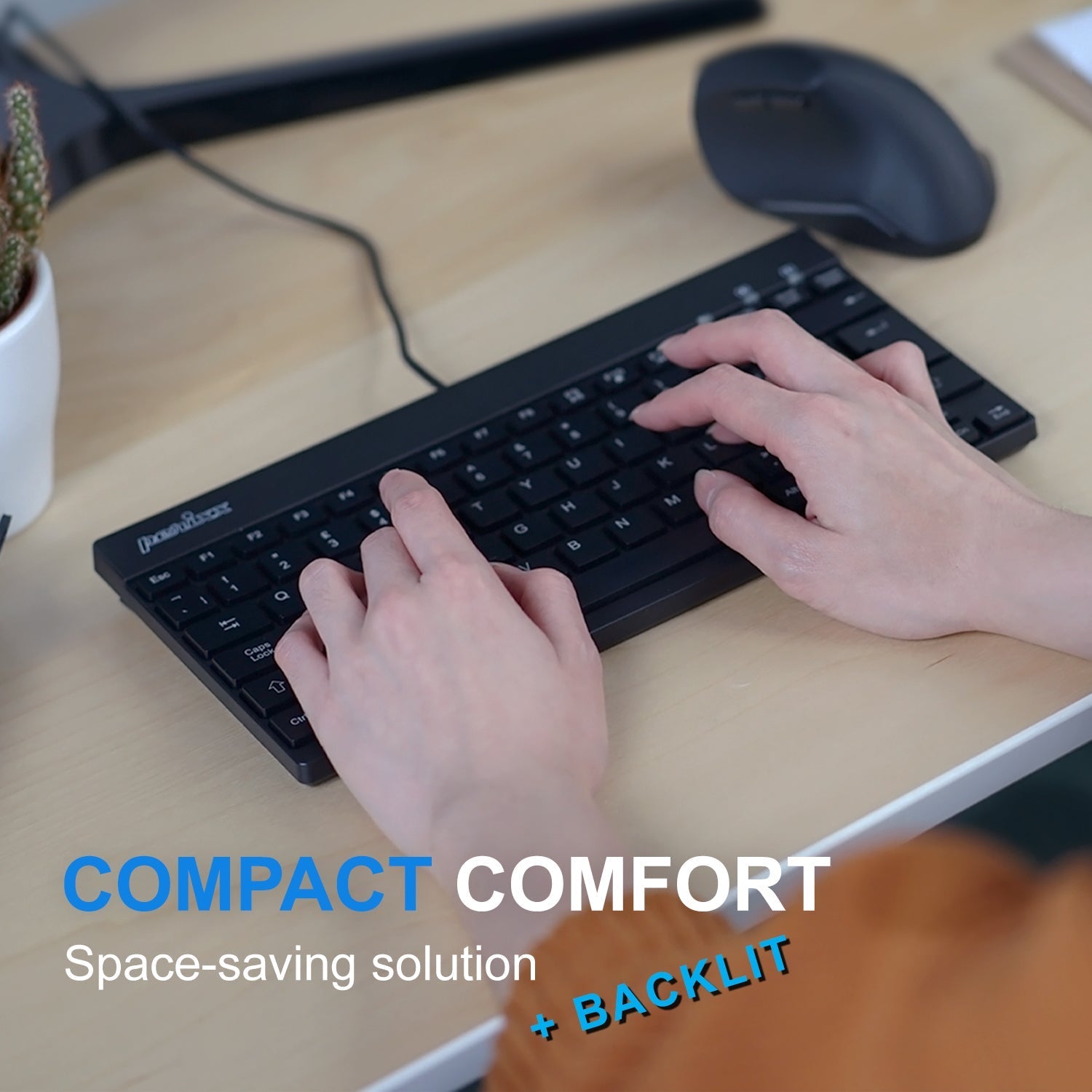 Tastiera Mini Perixx Retroilluminata - USB, QWERTY Italiano, Tasti Bassi, 27.6x13.8cm - Foto 2