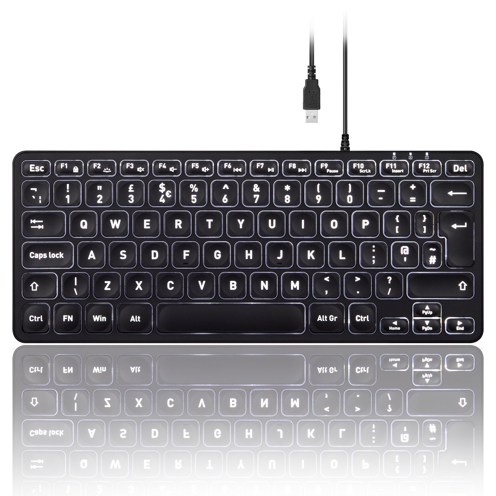 Keyboard Mini Letters Only PERIBOARD-332 Wired Mini Scissor Keyboard with Backlighting - Perixx USA