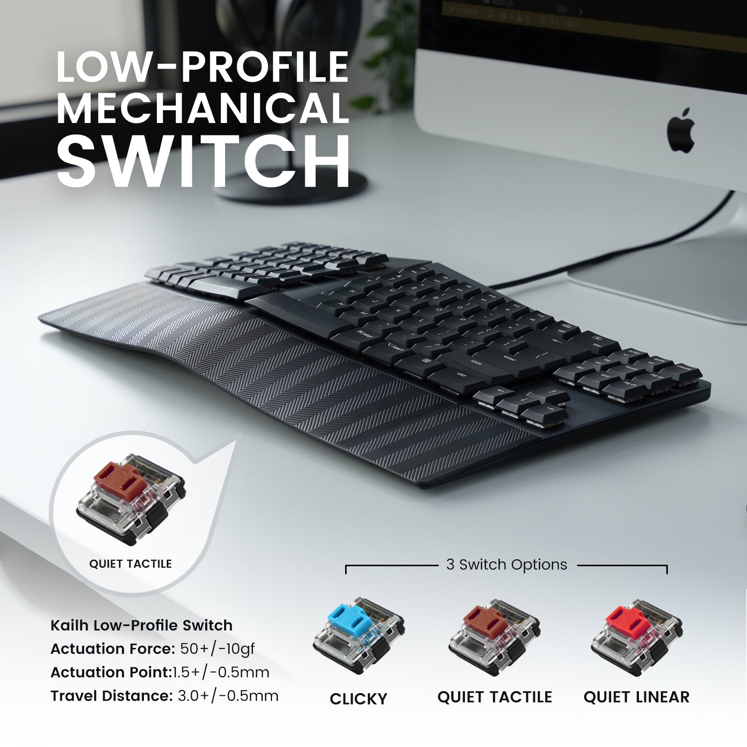 PERIBOARD-335 Compact Ergo-Mechanical Keyboard - Perixx USA