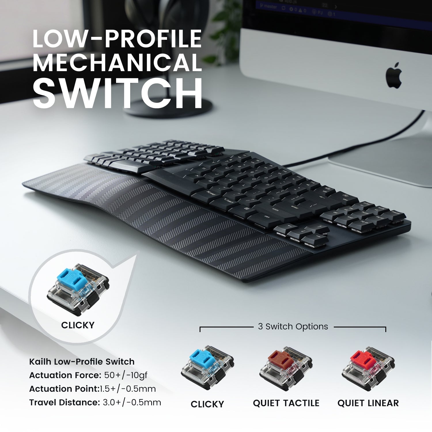 PERIBOARD-335 Compact Ergo-Mechanical Keyboard - Perixx USA