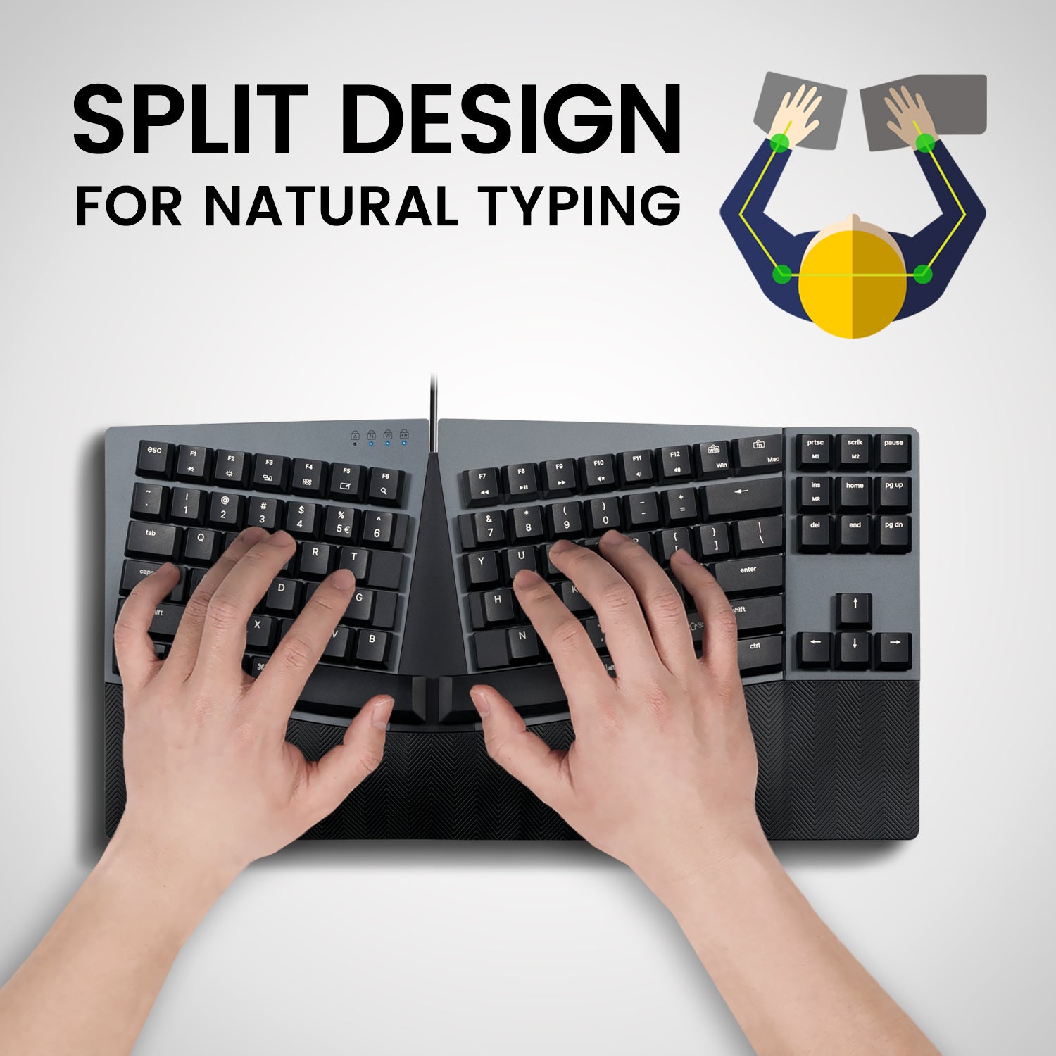 PERIBOARD-335 Compact Ergo-Mechanical Keyboard - Perixx USA