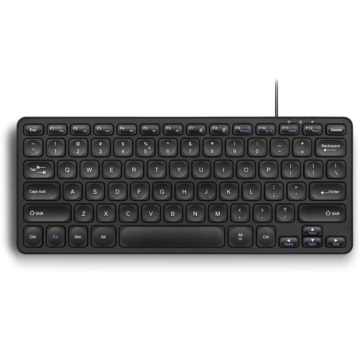 Perixx PERIBOARD-416 Wired Mini USB Keyboard with 4 Hubs - English (US) / USB Type-A