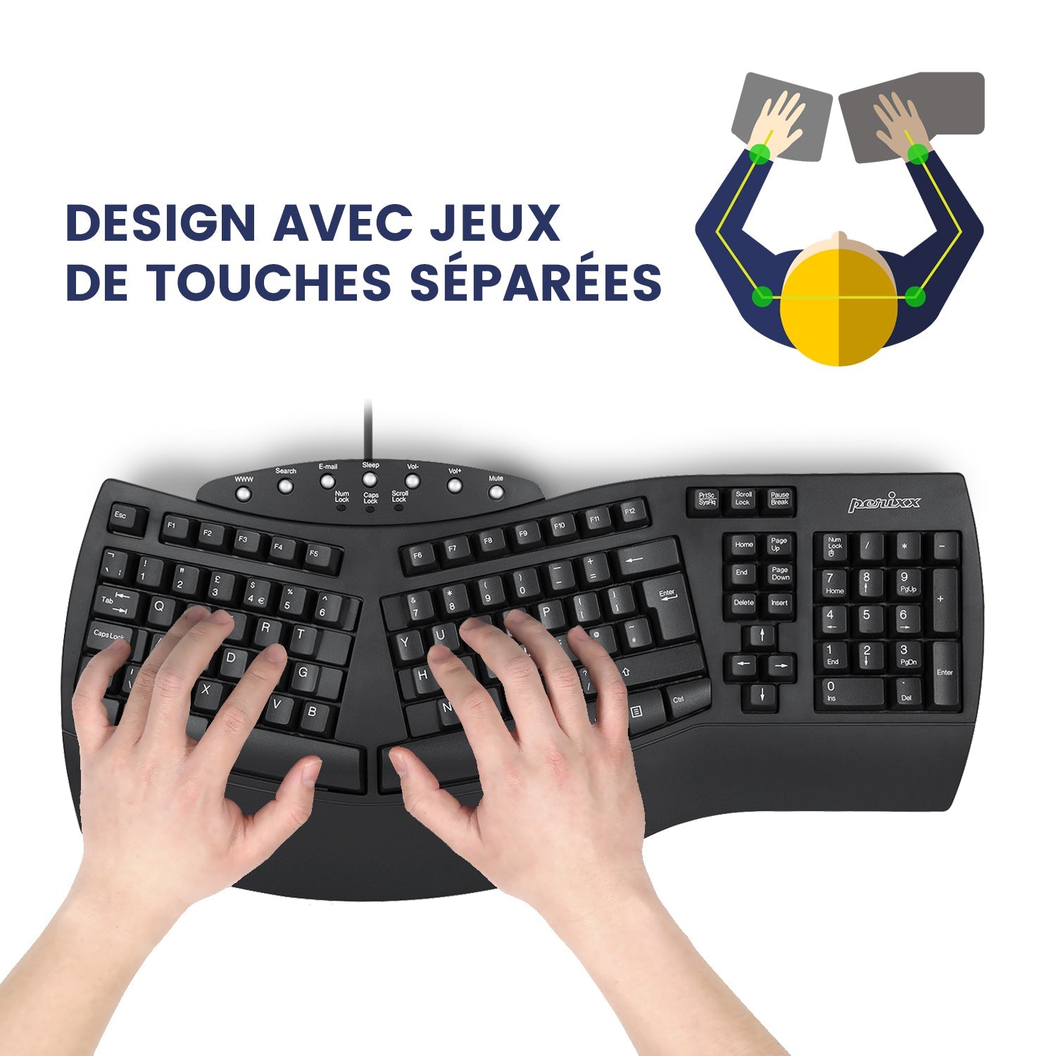 PERIBOARD-512 Wired Ergonomic Natural Split Keyboard - Perixx USA