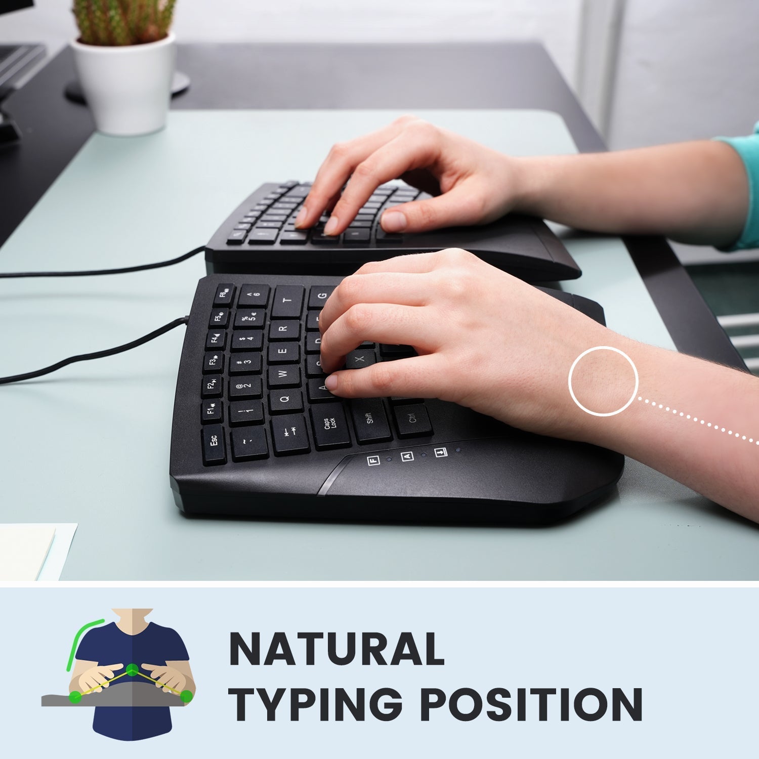 Split Angled Keyboard PERIBOARD-524 Wired Ergonomic Split Keyboard with Adjustable Tilt Angle ...