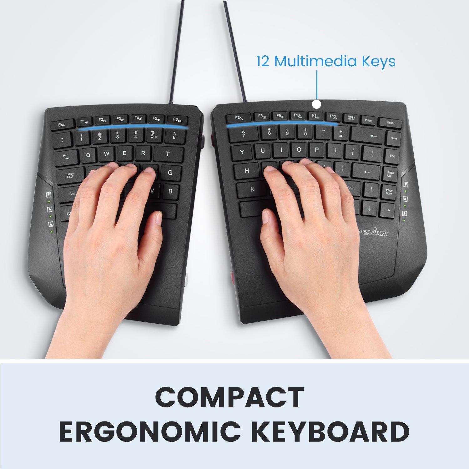 Split Angled Keyboard PERIBOARD-524 Wired Ergonomic Split Keyboard with Adjustable Tilt Angle ...
