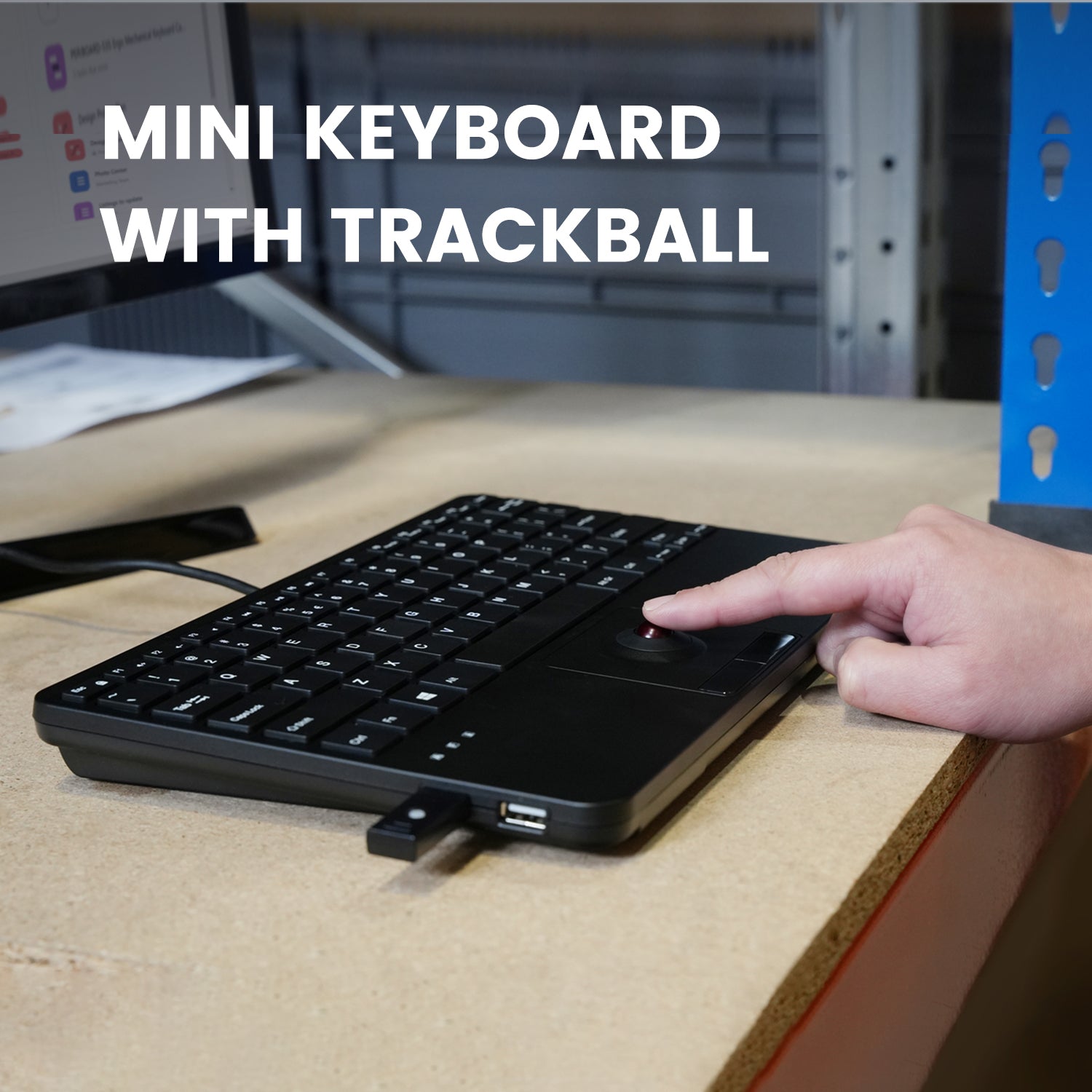 PERIBOARD-526 Wired Mini USB Keyboard with Trackball and Scissor Keys ...