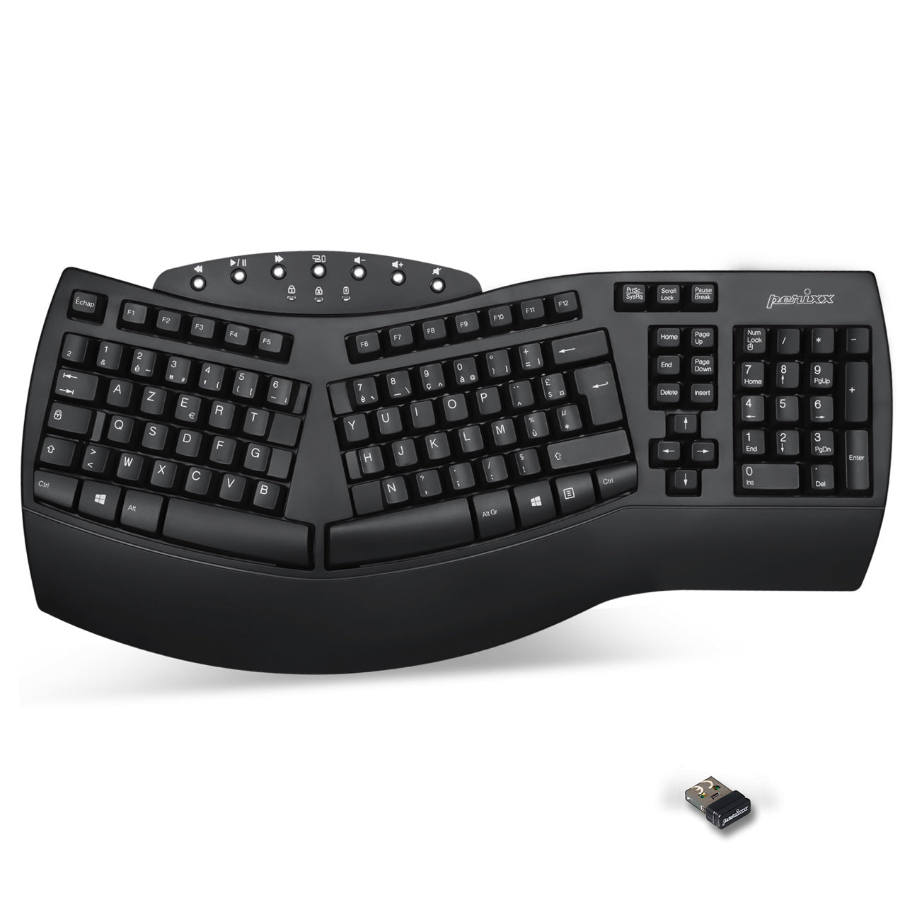 Mini Split Keyboard PERIBOARD-612 Wireless Ergonomic Split Keyboard with 2.4G and Bluetooth ...