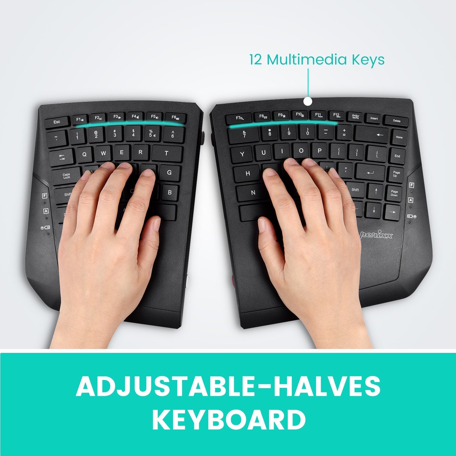 PERIBOARD-624 Wireless Ergonomic Split Keyboard with Adjustable Tilt ...