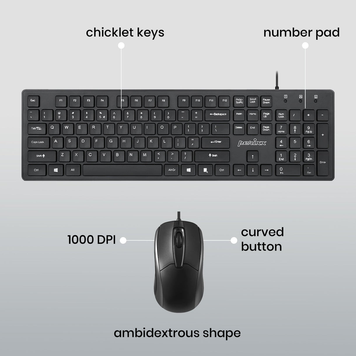 PERIDUO-117 - Wired Standard PS2 Keyboard and Mouse Combo - Perixx USA