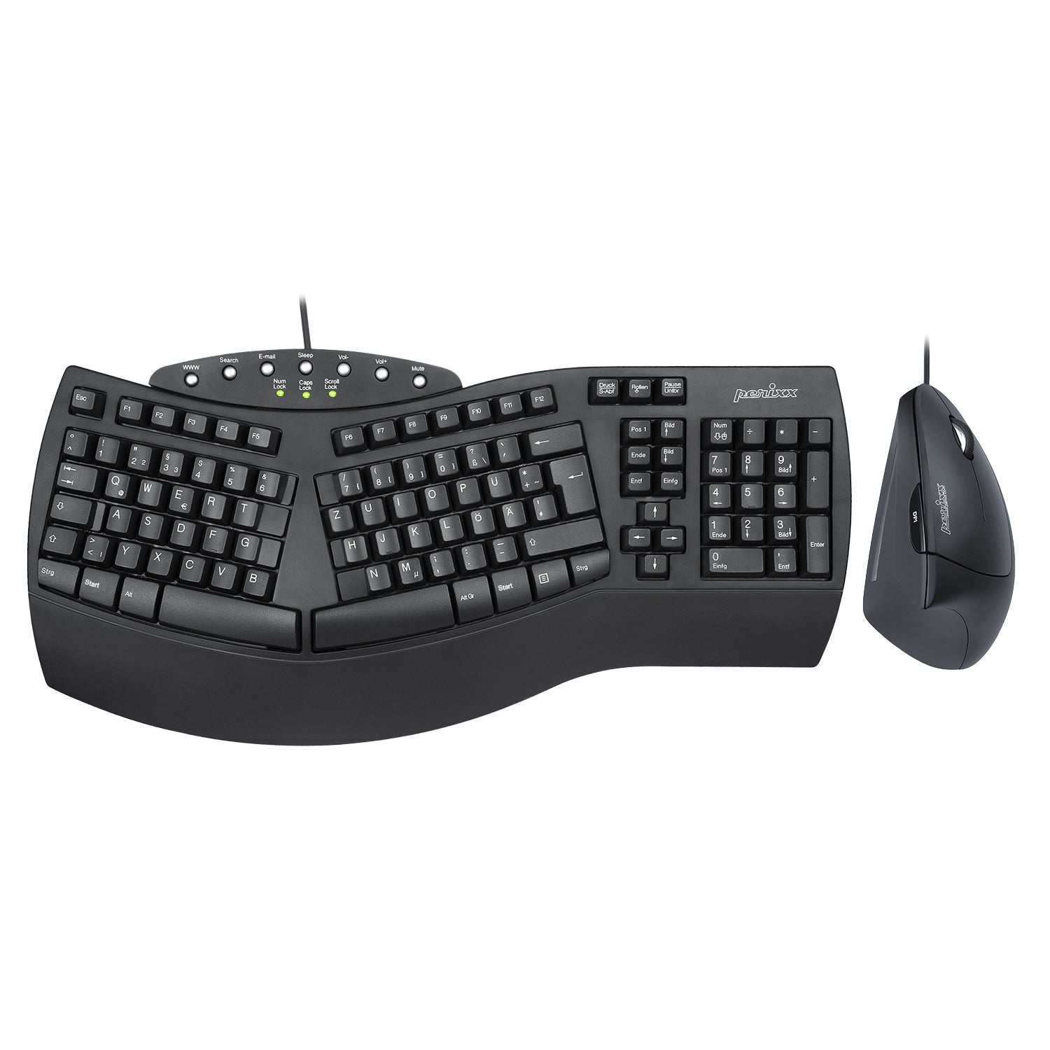 PERIDUO-512 Wired Ergonomic Keyboard and Vertical Mouse Set - Perixx USA