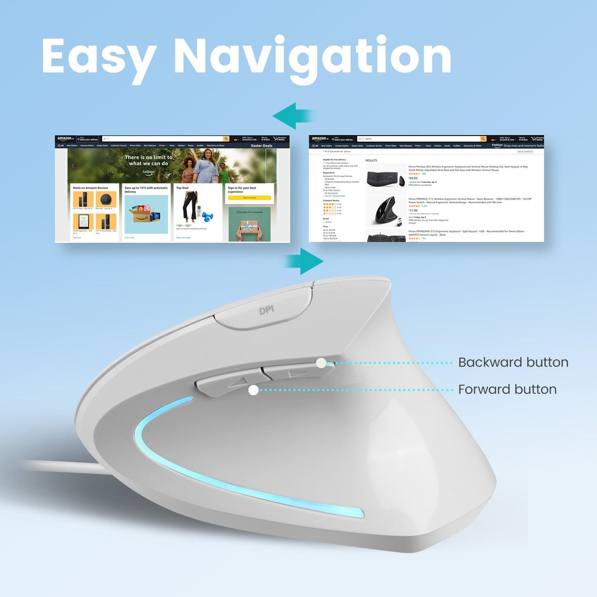 PERIMICE-513 Wired Ergonomic Vertical Mouse - Perixx USA