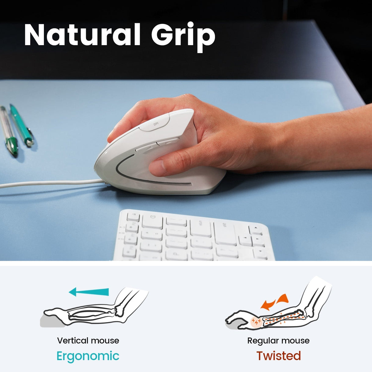 PERIMICE-513 Wired Ergonomic Vertical Mouse - Perixx USA