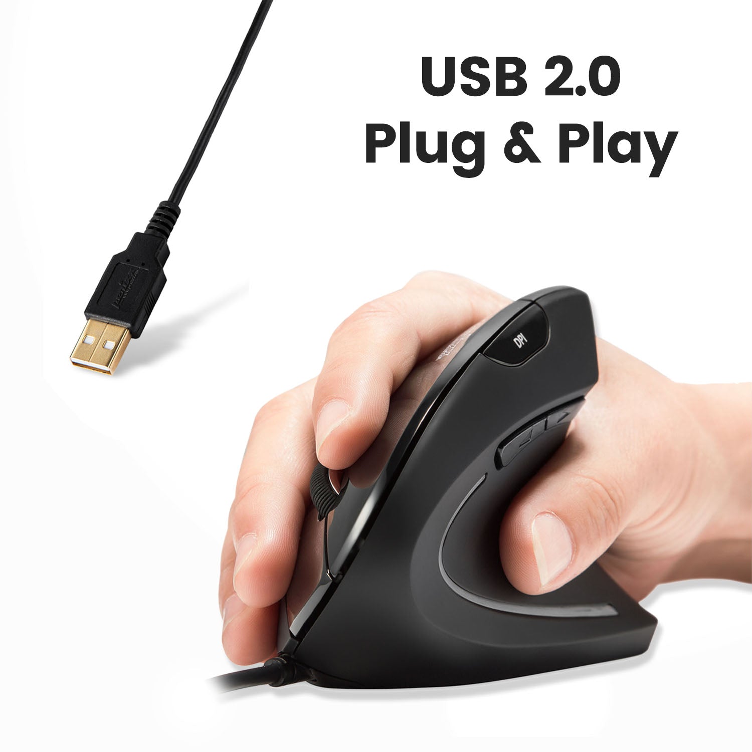 PERIMICE-513 Wired Ergonomic Vertical Mouse - Perixx USA