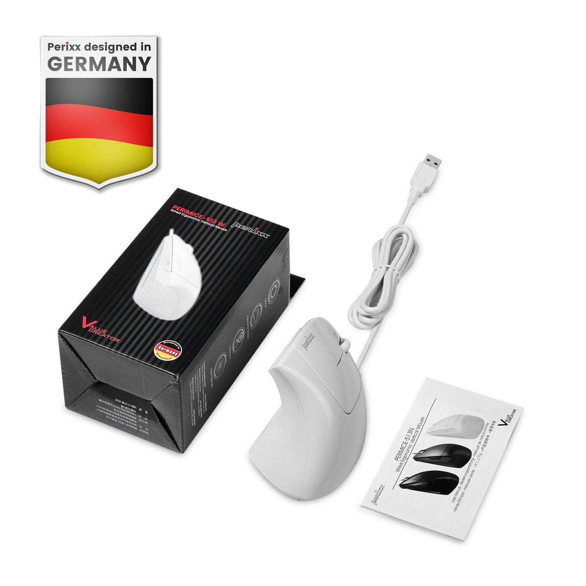 PERIMICE-513 Wired Ergonomic Vertical Mouse - Perixx USA