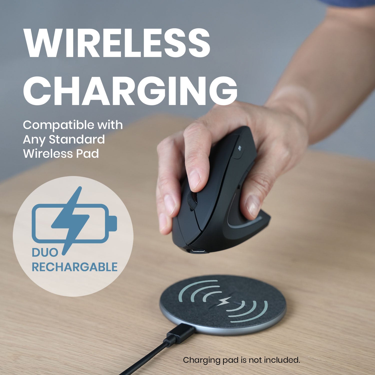 PERIMICE-713R Wireless Rechargeable Ergonomic Vertical Mouse - Perixx USA