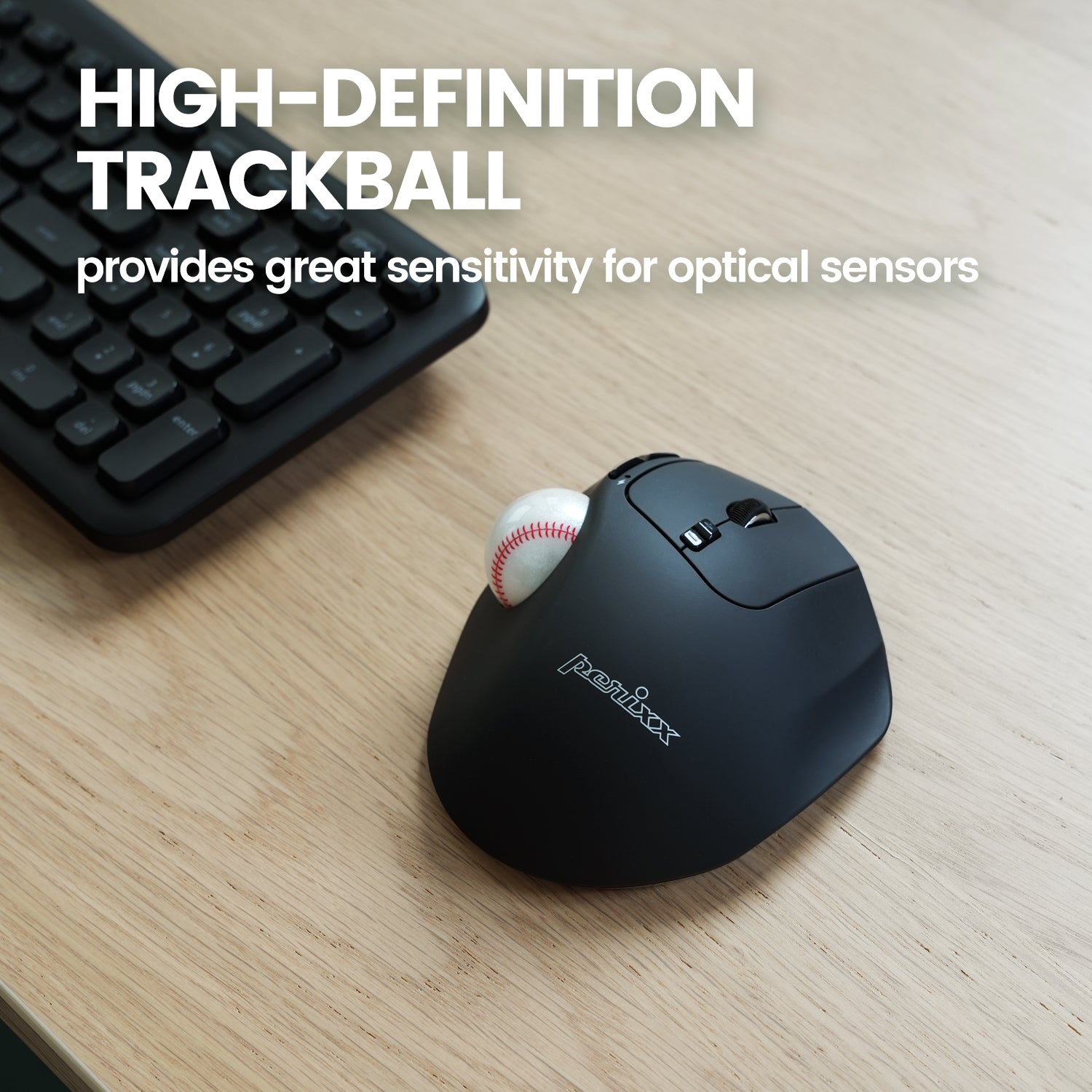 Pointing Button PERIMICE-717 Wireless Ergonomic Vertical Trackball Mouse with Pointing ...