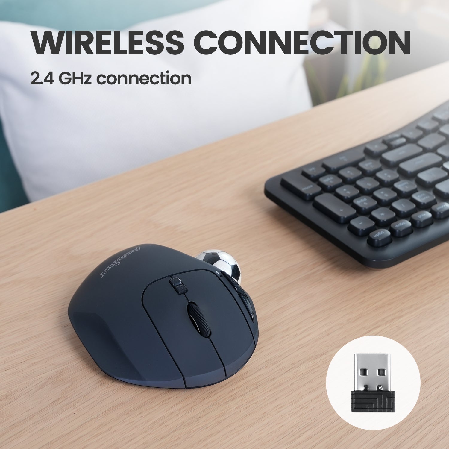Pointing Button PERIMICE-717 Wireless Ergonomic Vertical Trackball Mouse with Pointing ...