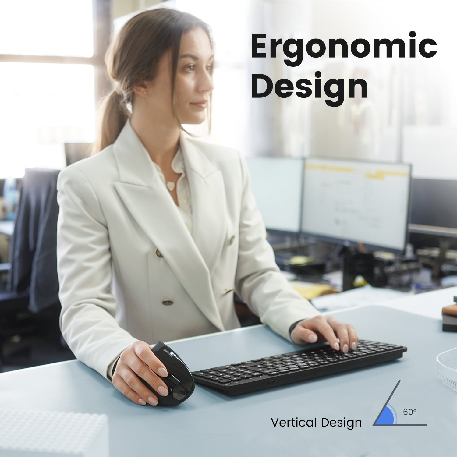 PERIMICE-813 Wireless Ergonomic Vertical Mouse with Bluetooth Multi ...
