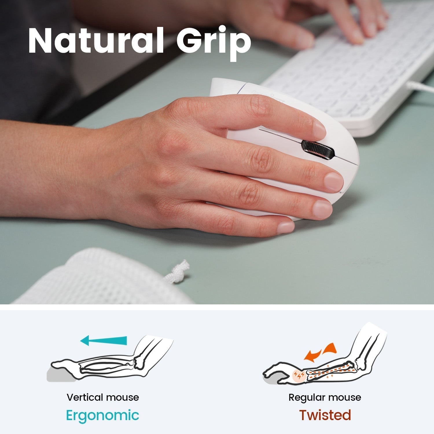 PERIMICE-813 Wireless Ergonomic Vertical Mouse with Bluetooth Multi ...