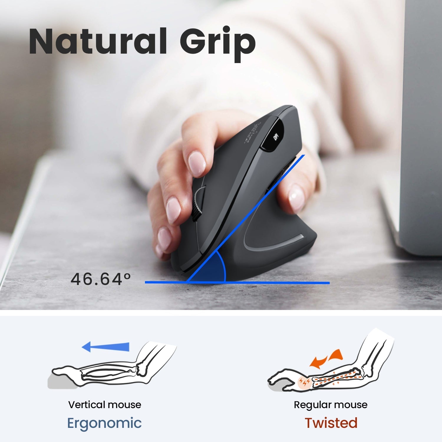 PERIMICE-813 Wireless Ergonomic Vertical Mouse with Bluetooth Multi ...