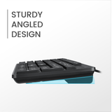PERIBOARD-117 - Wired Standard Keyboard with Big Print Letters with sturdy angled design.