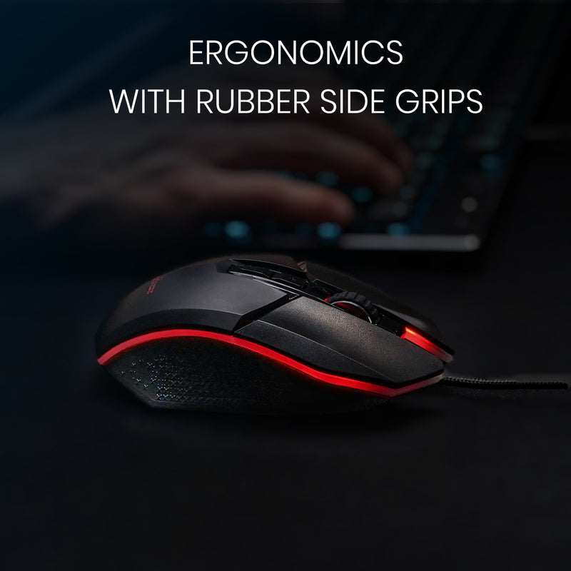 MX-2500B Programmable Gaming Mouse up to 10,800 dpi. Ergonomics with rubber side grips.