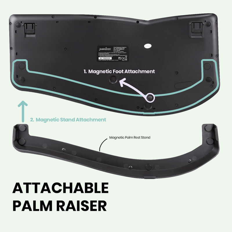 PERIBOARD-330 - Ergonomic Backlit Keyboard with magnetic attachable palm raiser eases your wrist pain.