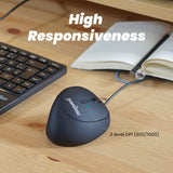PERIMICE-519 - Wired Ergonomic Vertical Quiet Mouse Adjustable DPI 800/1600