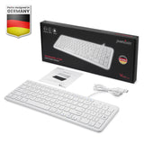 PERIBOARD-213 W - Wired White Compact 90% Keyboard Scissor Keys with package and user manual.