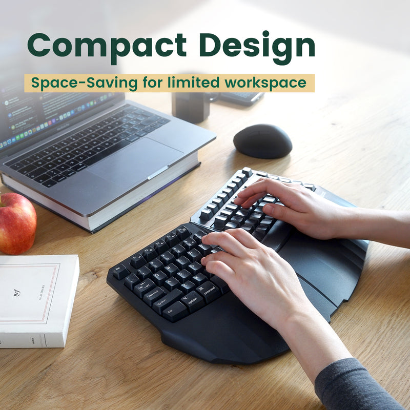PERIBOARD-613 B - Wireless Ergonomic Keyboard 75% plus Bluetooth Connection in compact design for smaller hands. Space-saving for limited workplace.