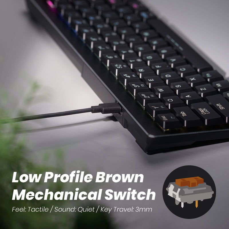 PERIBOARD-428 - Mechanical USB Gaming 65% Keyboard Customizable RGB Backlit N-key Rollover & Anti-ghosting
