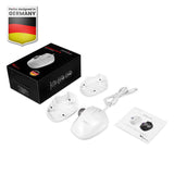 PERIMICE-520 - Wired White Ergonomic Vertical Trackball Mouse Adjustable Angle Programmable Buttons with package and user manual.