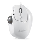 PERIMICE-520 - Wired White Ergonomic Vertical Trackball Mouse Adjustable Angle Programmable Buttons.