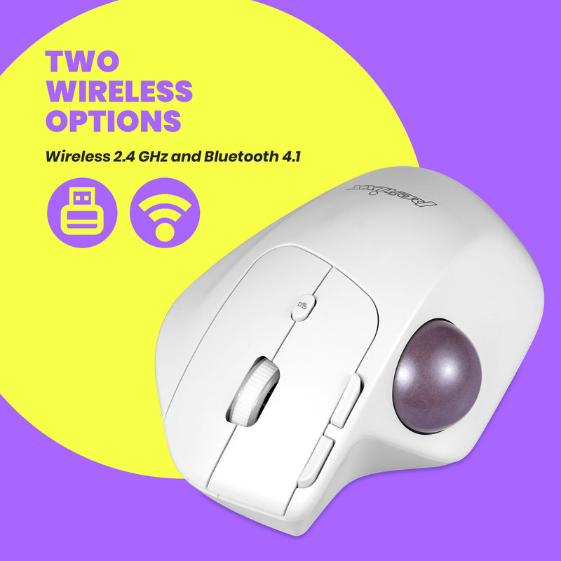 PERIMICE-720 - Wireless 2.4G & Bluetooth Ergonomic Vertical Trackball Mouse 4D Scrool Wheel